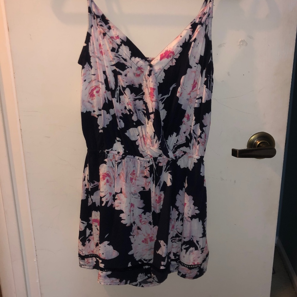 Blue and Pink Flowered Romper
